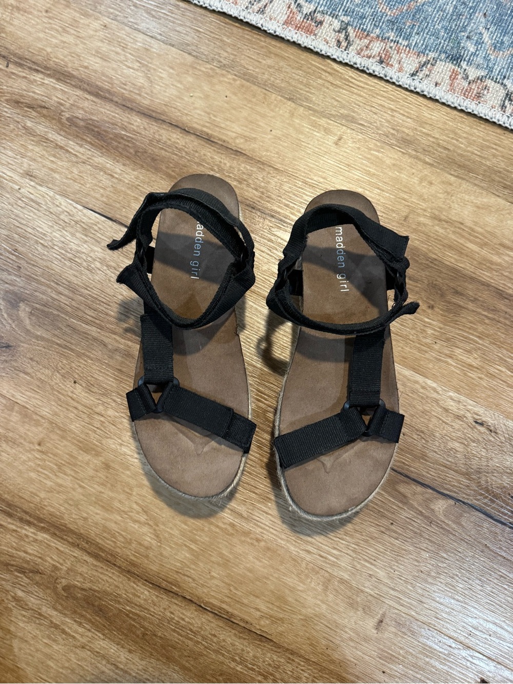 Madden Girl Black Strappy Espadrille Platform Sandals